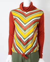 1970s Striped Cowl Neck Knit Top