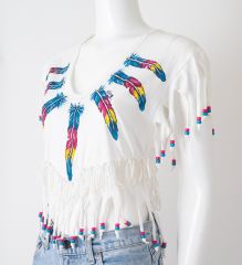 1980s Hand Painted New Wave Crop Top