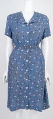1940s Rayon Print Dress