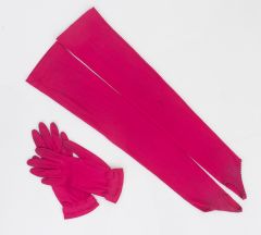 1950s Chartreuse Pink Glove Set