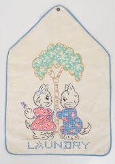 1940s-50s Cat Theme Cross Stitched Laundry Bag