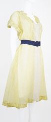 1940s Sheer Yellow Print Dress