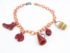 30s Celluloid and Bakelite Football Charm Necklace