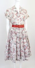 Vintage Novelty Print 1950s Dress