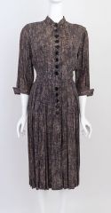 50s Artsy Print "Tweedy" Rayon Dress