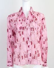 1960s Abstract Print Blouse