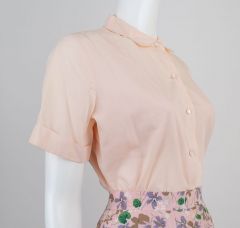 1950s Pale Pink Cotton Blouse