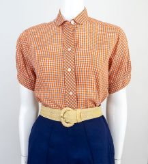 1950s Orange Check Blouse