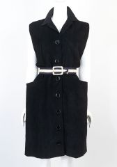 1950s Black Corduroy Sleeveless Pinafore Dress