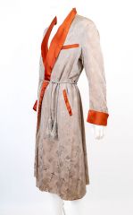 1940s Men's Satin Jacquard Novelty Pattern Dressing Gown