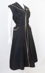 1950s Black Satin Fit N Flare Dress