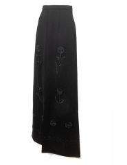 1970s Wool Embroidered and Beaded Maxi Skirt