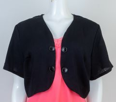 Vintage Black Rayon Shrug Jacket