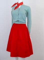 1950s Vintage Red Corduroy Flare Skirt
