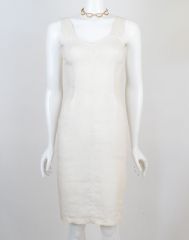 1980s Vintage Linen Sheath Dress