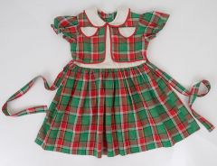 1950s Girls Cotton Plaid Dress