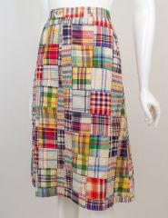 1970s Madras Plaid Patchwork Skirt