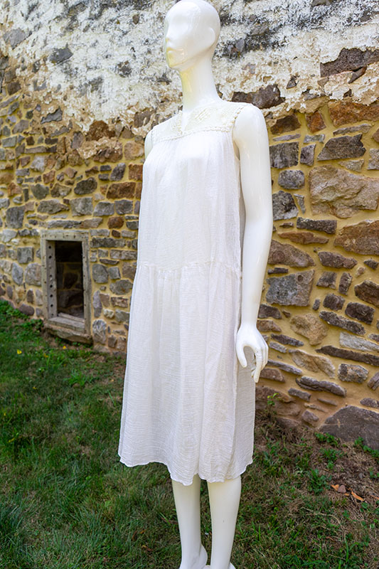 1980s Vintage Sheer White Gauze Eklektic Dress