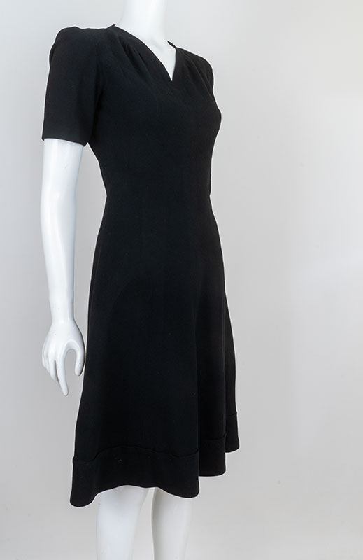 1930s Black Wool Dress