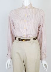 Vintage Pink Striped Blouse with French Cuffs