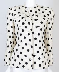 Vintage 1980s Bill Blass Polka Dot Linen Jacket