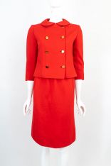 Mid 1960s Norman Norell Red Wool Suit