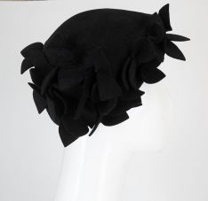 1940s Black Felt Fascinator Cloche