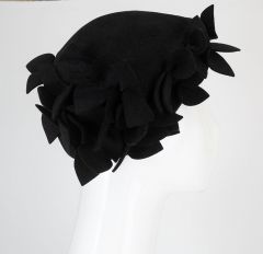 1940s Black Felt Fascinator Cloche