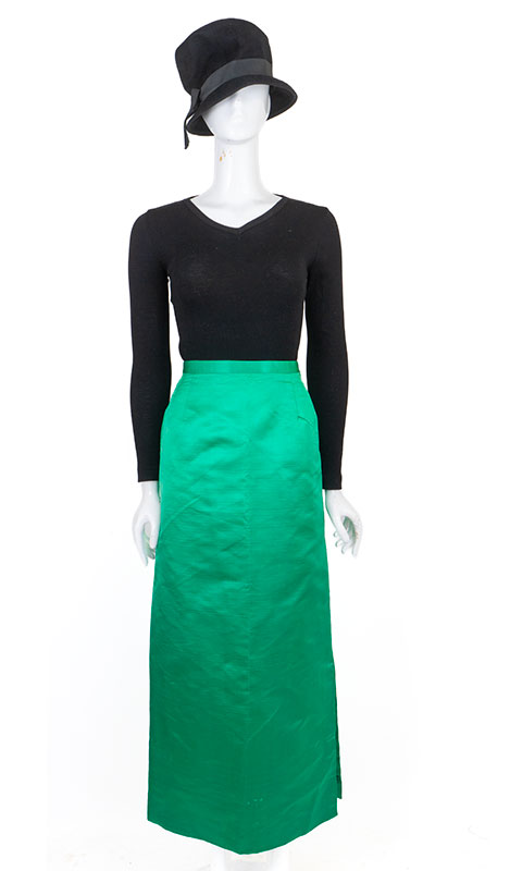 1970s Emerald Green Silk Maxi Skirt