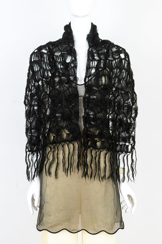 1960s Black Spiderweb Crochet Scarf