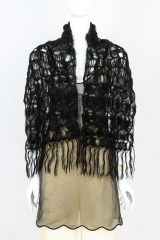 1960s Black Spiderweb Crochet Scarf