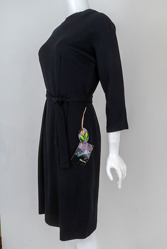 1960s Black Wool Jersey Dress