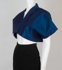 1950s Blue Satin Bolero Shrug