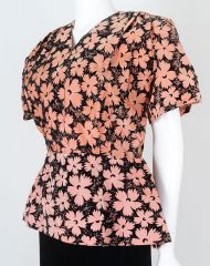 1950s Pink and Black Daisy Blouse