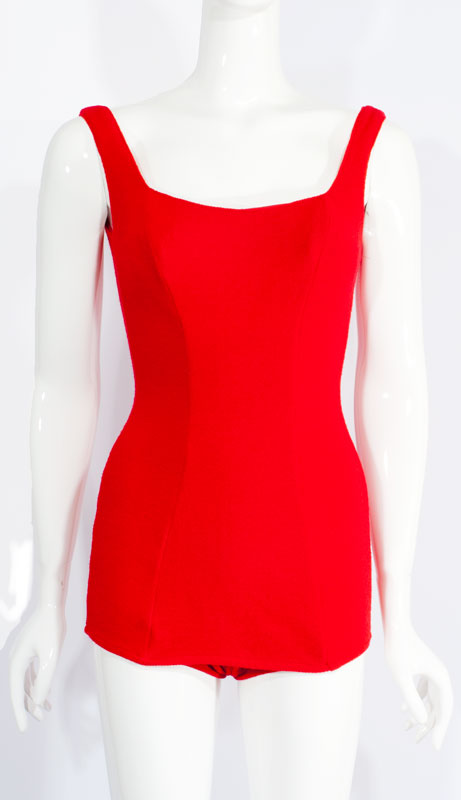 Bold Red Swimsuit by Rose Maria Reid: Ballyhoovintage.com