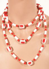 1950s Peppermint stripe Glass Bead Necklace