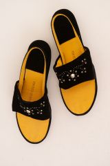 Black Velvet Jeweled Slippers