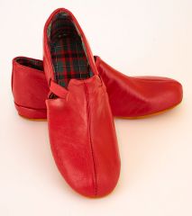 Vintage House Slippers in Red Leather