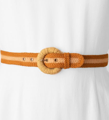 Brown Braided Leather Belt 90s Plus Size Vintage Woven 